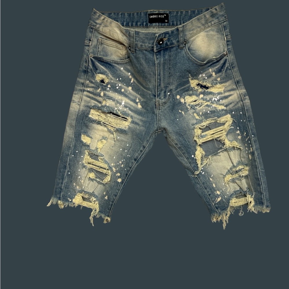 Smoke Rise Men's Denim Distressed Jean Shorts in size 32
